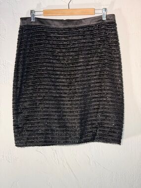 W by Worth Black Textured Fringe Knit Mini Skirt - Classic cocktail attire